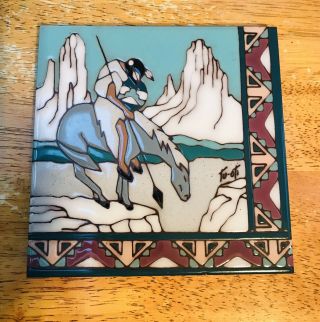 Vintage Southwestern - End Of The Trail,  Ceramic Art Tile,  6 X 6