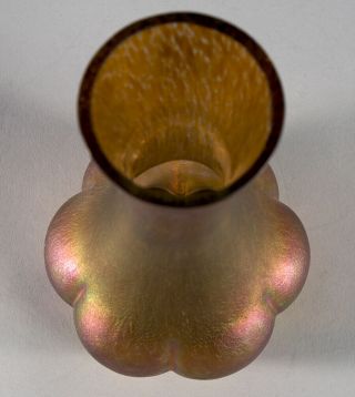 Antique Loetz Bohemian Czech Glass Tall Vase Oil Spot Gold Iridescent Kralik NR 3