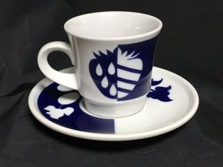 Vtg Noritake Fruitful Primastone Blue Cup and Saucer Set of 5 Mid Century Modern 2
