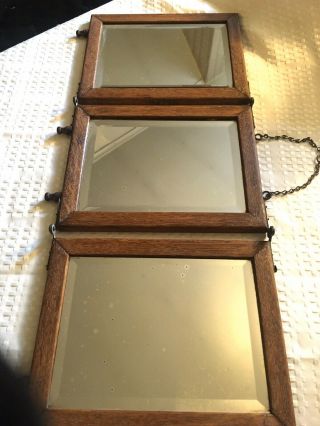 Victorian Tri - Fold Mirror Vanity Shaving Travel Dresser Beveled Glass Tlc Rare