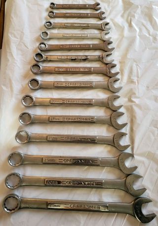 Vintage 14pc Craftsman Metric Combination Wrench Set Series - Vv - Usa 8mm - 21mm