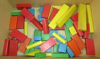 Vintage Wood Blocks Play Set Stacking Different Colors