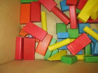 Vintage Wood Blocks Play Set Stacking Different Colors 3