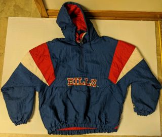 Vintage Starter Jacket Buffalo Bills Size Xl 90s Puffer Jacket Parka Coat Hood