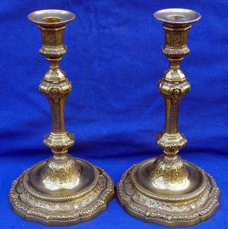 19th Century French Gilded Bronze Louis 14th Candlesticks Circa 1880