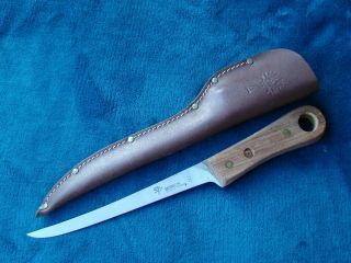 Boker Solingen Germany Tree Brand F 8 S Stainless Blade Knife With Sheath.
