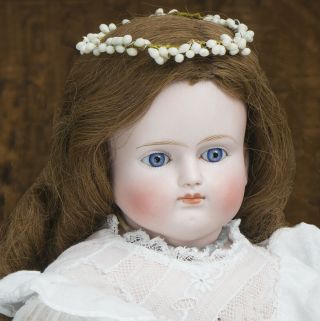 21 " Antique German Bisque Closed Mouth Doll By Kestner In Dress,  Store Box