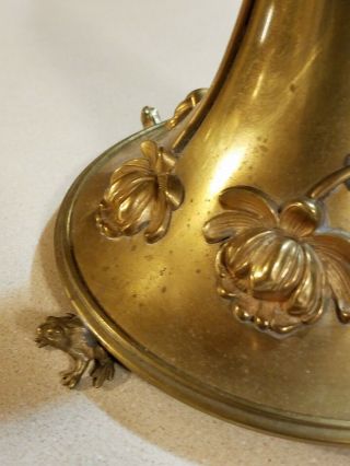 Brass BRADLEY HUBBARD ? FROG FOOTED Victoria Amazonica WATERLILY Flower LAMP 3