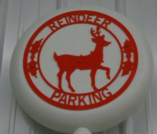 Vintage Reindeer Parking Blow Mold Union Products Sign Candy Cane Christmas 46 2