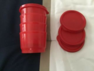 Red Tupperware Snack Cups With Lids Set Of 4 Limited Edition Christmas