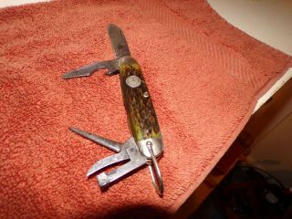 Vintage Pal Blade Co.  Camp/scout Pocket Knife Bone Handles Estate Find