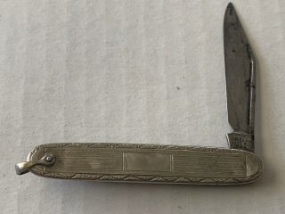 Vintage Colonial Prov Ri Usa Single Blade Pocket Knife With Clip Pat Pend
