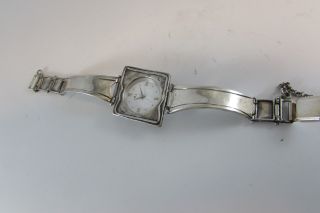 Vintage Rare Handcrafted Sterling Silver 925 Ladies Bracelet Large Face Watch