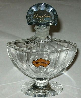 Vintage Guerlain Shalimar Baccarat Glass Perfume Bottle 3 Oz - Open/empty - 6 "