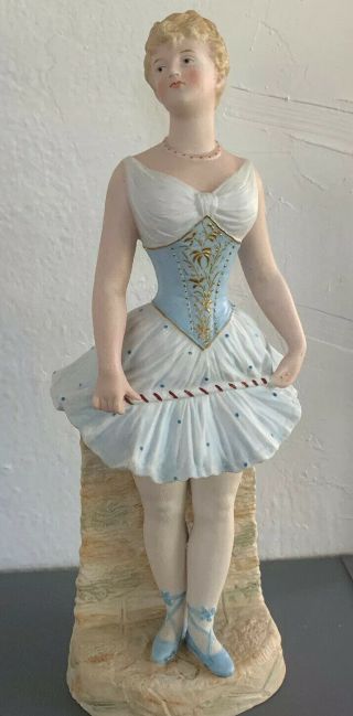 Antique German Bisque Large Girl Figurine Figure Statue Vase Heubach