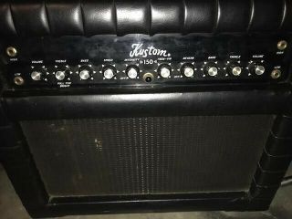 Vintage Kustom 150 Amp Black Tuck And Roll,  2 Channel.  Sounds Great