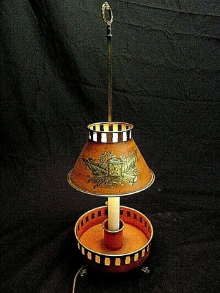 Vintage Hand Painted Tole Desk Lamp French Empire Italian Made 60 