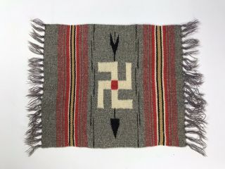 Vintage Wool Woven Rug Whirling Log - Textile Weaving Chimayo Navajo Mexico