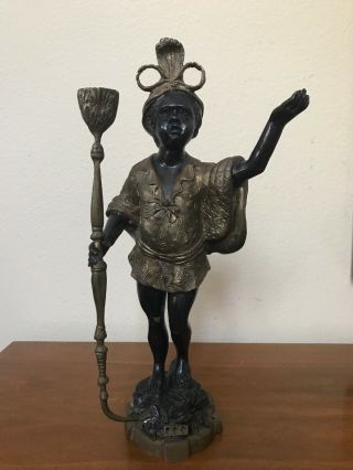 Antique Bronze Boy/girl Candle Holder Incense Burner Statue Figurine