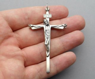 Jesus Christ,  Cross,  Crucifix.  Vintage Religious Large Pendant.  French Medal.