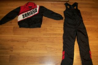 Yamaha Snowmobile Racing Suit Jacket Pants Suspender Snow Red Black Womens Small