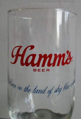 VINTAGE HAMM ' S STEMMED BEER GLASS BORN IN THE LAND OF SKY BLUE WATERS 2