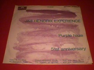 Jimi Hendrix " Purple Haze " B/w " 51st Anniversary " W/ Rare P/s South Africa