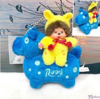 Monchhichi X Rody Horse 11cm Plush Mascot Ball Chain Blue 238970 Rare