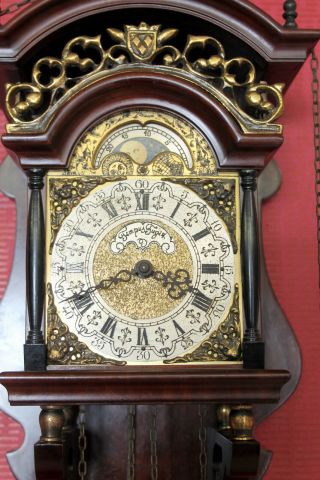 Old Wall Clock Vintage Dutch Saarlande Moonphase Warmink Wuba Tempus Fugit