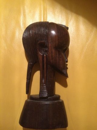 African Tribal Man Warrior Wood Carved Sculpture Tanganyika Africa Black Art
