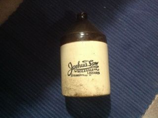 Old Joshua Low Liquor Stoneware Jug Antique Pottery Crock Steubenville,  Ohio Bid