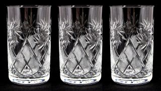 Set Of 3 Russian Tea Glasses For Holder Podstakannik - Soviet Crystal Glassware