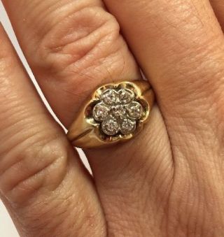 Mens Vintage 10k Yellow Gold 1/3 Carat Ct Diamond Cluster Wedding Band Ring 10