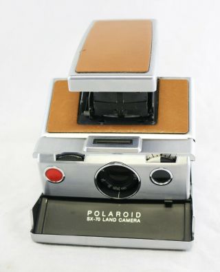 Vtg Polaroid Sx - 70 Land Camera Brown Tan Leather