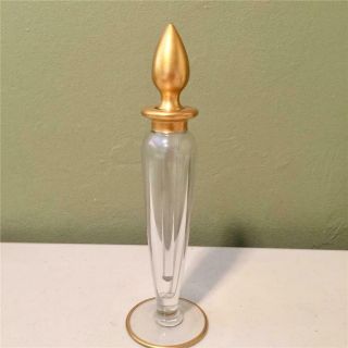 Vintage Heisey Crystal Perfume Bottle With Stopper - Gold Trim - Long Dauber