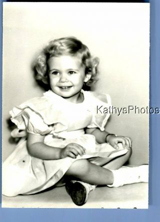 Black & White Photo B,  5830 Little Girl In Dress Posed Smiling