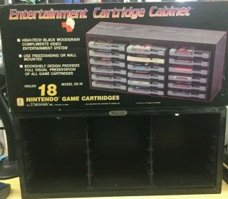 Vtg 1987 Nintendo Game Cartridge Cabinet Es - 18 Standing Or Wall Mount,  Box