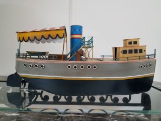 Large Vintage Metal Steamboat Hand - Painted Nautical Box