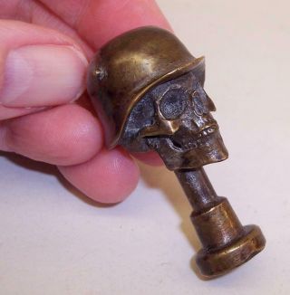 Vintage Ww1 German Helmet Skull Death Head Pipe Tamper Trench Art Bronze Brass