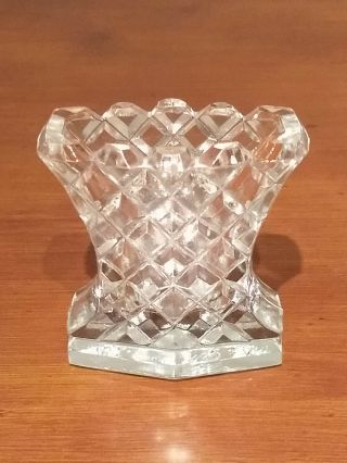Diamond Point Elegant Glass Pillow Vase Style Crystal Toothpick Holder Fan Deco