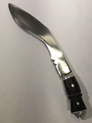 Vintage Indian Gurkah 8 1/2 " Kukri Knife Black Scabbord With Sheath 5 3/4 " Blade