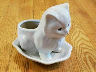 Vintage White Persian Cat Kitten Planter Ceramic Perfect No Flaws Cute
