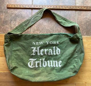 Vintage Paperboy Bag York Herald Tribune 50s Newspaper Delivery Canvas Bag
