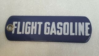 Vintage Nos Gasoline Porcelain Gas Pump Tag Flight Gasoline