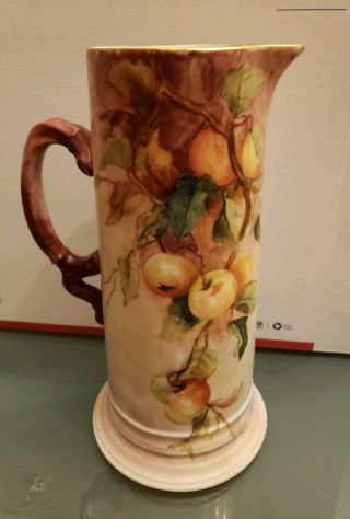 Antique 1900 Limoges Jp Hand Painted Tall Porcelain Tankard Pitcher Vase France