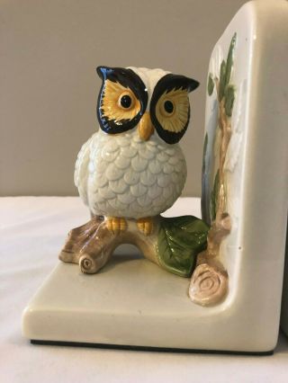 Adorable Ceramic White Owl Bookends - Not Otagiri 2