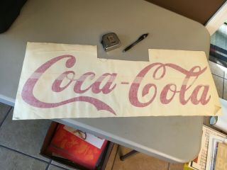 45 Vintage Coca Cola Red Letters Decal Sign For Cooler Of Vending Machine