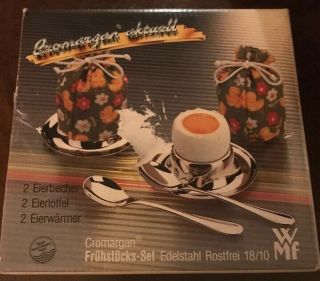 Vintage Wmf Cromargan Germany Stainless Steel Egg Cups Fruhstucks Set