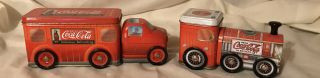 2 Vintage Coca Cola Tins - One A Delivery Truck And One A Train