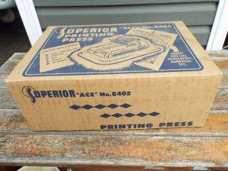 1953 Vintage Metal Superior Rotary Printing Press Ace 8405 Box Accs
